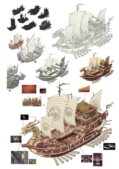 Dragon Ship Art, Pirate Ships Concept Art, Pirate Ship Concept Art, Dnd Ship, Fantasy Ship, Fantasy Pirate Ship, Boat Fantasy Art, Viking Ship Concept Art, Pirate Ship Design