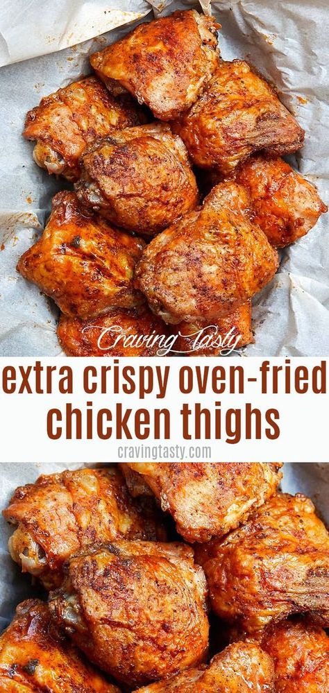 Chicken Thigh Ideas, Best Baked Chicken Thighs, Best Oven Fried Chicken, Chicken Balsamic, Oven Fried Chicken Thighs, Fried Chicken Thighs, Chicken Thights Recipes, Crispy Oven Fried Chicken, Crispy Baked Chicken Thighs