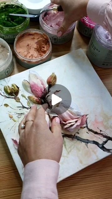 3 D Painting Ideas, 3d Flower Painting, Plaster Tiles, Flowers 3d, Abstract Art Diy, Paint Techniques, Diy Canvas Wall Art, Calligraphy Wall Art, Painted Cakes