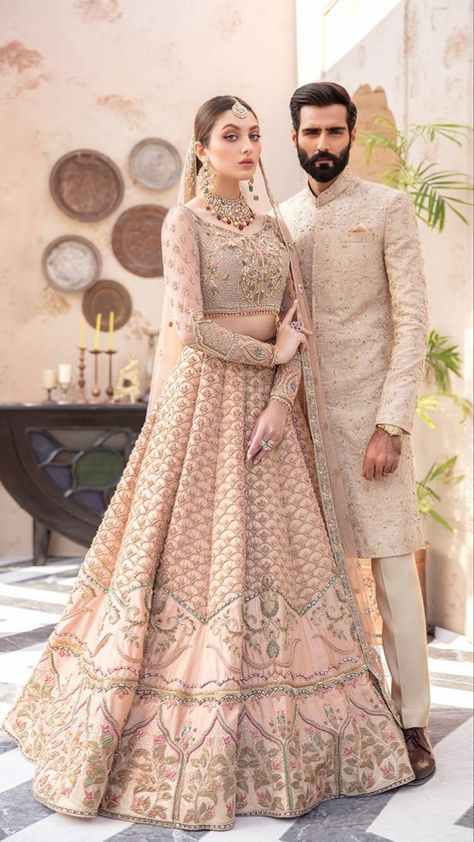 Bride And Groom Indian Wedding Outfit, Pakistani Bridal Dresses Online, Engagement Dress For Groom, Wedding Matching Outfits, Valima Bride, Baju Kahwin, Blouse Lehenga, Groom Dress Men, Wedding Dresses Men Indian