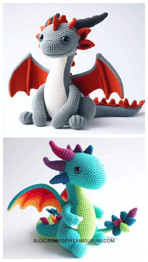 Amigurumi Dragon Crochet Free Pattern Crochet Patterns Dragon Free, Dragons Crochet Patterns Free, Crochet Animals Dragon, Sea Dragon Crochet Pattern Free, Fantasy Dragon Amigurumi, Crochet Dragon Stuffed Animal, Wyvern Crochet Pattern, Amigurumi Chameleon Free Crochet Pattern, Amigurumi Dragons Free Pattern