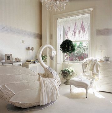 Nursery Design Ideas, Pictures, Remodels and Decor Swan Bed, Luxury Baby Room, Kids Bed Design, Make Way For Ducklings, Traditional Nursery, Kids Bed, Baby Room Design, White Swan