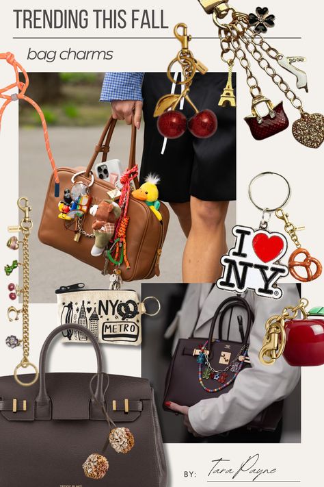 Bag Charms | Purse Charms DIY Coach Bag Charm Ideas, Bag Charms Aesthetic 2024, Birkinfied Bag, Charm Ideas Diy, Purse With Charms, Purse Accessories Ideas, Bag Charms Ideas, Purse Charms Diy How To Make, Bag Charm Trend 2024