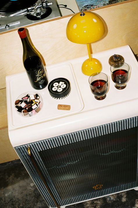 Eric Wareheim's Favorite Beverage Fridge | domino Rocco Fridge, Wine Key, Smeg Fridge, Smart Fridge, Living Room And Kitchen Design, Organized Lifestyle, Beverage Fridge, Living Room Design Inspiration, Fresh Color