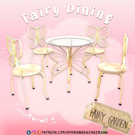 Fairy Dining🧚 | Patreon Sims 4 Cc Outside Decor, Sims 4 Hydrangea Cc, Sims 4 Coquette Cc Furniture, Sims 3 Custom Content, Los Sims 4, Sims 4 Challenges, Sims 4 Cas Mods, Sims Packs, The Sims 4 Pc