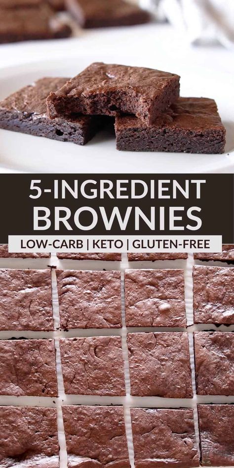 The best low carb keto brownies are made with only five simple ingredients! And, they have an amazing soft fudge-like texture. Low Carb Chocolate Cheesecake, Mug Cake Low Carb, Soft Fudge, Low Carb Chocolate Mousse, Low Carb Chocolate Cake, Low Carb Chocolate Chip Cookies, Low Carb Cookies Recipes, Low Carb Gluten Free Recipes, Low Carb Brownies