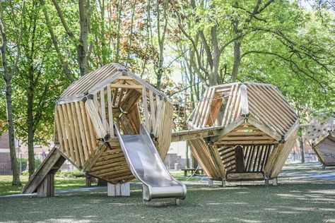 Natural Playground Equipment - Climbing Frame No.5 Small Playground Design, Abstract Playground, Playground Wood, Wood Playground, Wooden Playground, Climbing Frames, Children Park, Park Playground, School Playground