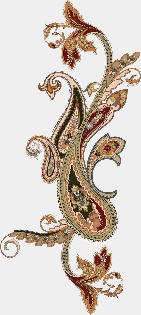 French Motifs, Mughal Border, Digital Motifs, Dress Illustration, Paisley Art, Textile Prints Design, Textile Pattern Design, Digital Borders Design, Digital Flowers