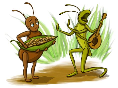 The Little Ant and the Grasshopper - KIDSgraphy Grasshopper Drawing, Pictures Of Ants, Grasshopper Pictures, Grasshopper Images, Picture Story Writing, Ant Crafts, Ant Art, Sequencing Pictures, Moral Stories For Kids