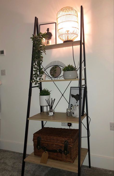 Wooden Ladder Bookshelf, Ways To Decorate Ladder Shelf, Entryway Ladder Shelf, Floor Shelves In Living Room, Ladder Style Shelf, Ladder Shelf With Plants, Industrial Ladder Shelf, Latter Shelves, Ladder Shelves Decor