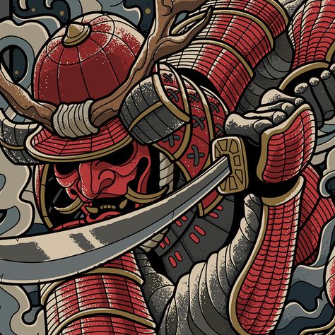 ONI BUSHI on Behance Oni Japanese, Oni Samurai Art, Samurai Icon, Oni Samurai Tattoo, Oni Warrior, Oni Art, Oni Samurai, Japanese Wallpaper Iphone, Japanese Oni