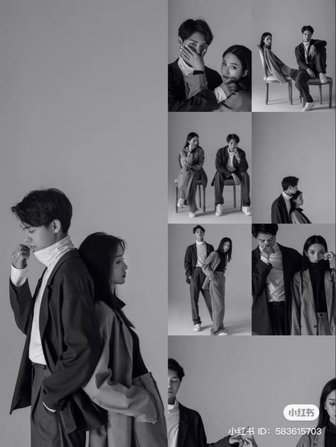 Couple Self Studio Photoshoot, Self Studio Photoshoot Couple Korean, Themed Couple Photoshoot Ideas, Self Portrait Studio Couple, Korean Inspired Prenup Photoshoot, Korean Couple Poses, Fashion Videos Aesthetic, Wedding Shoot Studio, Photoshoot Couple Studio