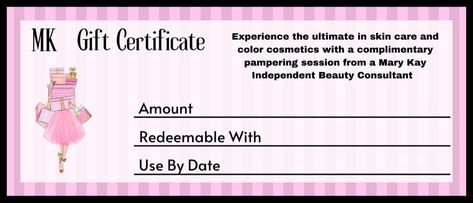 Mary Kay Gift Certificates, Mary Kay Printables, Free Printable Gift Certificates, Mary Kay Facial, Mary Kay Gifts, Printable Gift Certificate, Mary Kay Skin Care, Mary Kay Consultant, Mary Kay Business