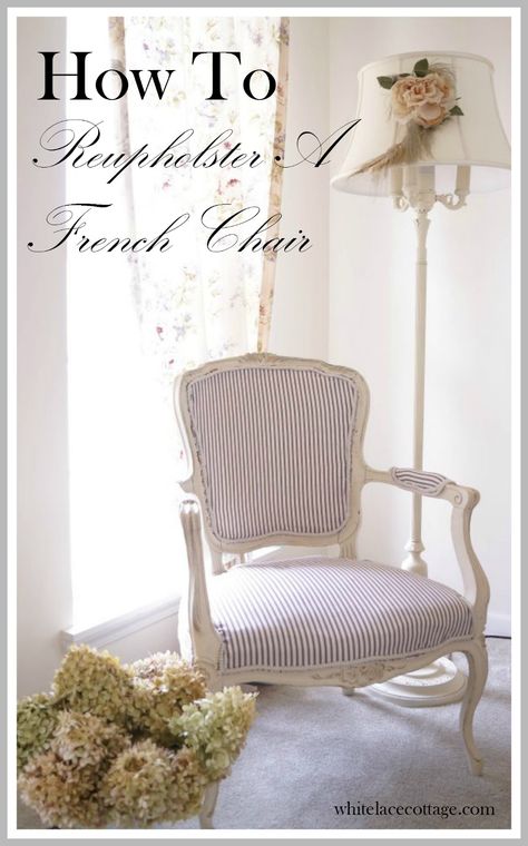 French Chairs Upholstery, French Style Chairs, Muebles Shabby Chic, Reupholster Chair, Reupholster Furniture, Upholstery Diy, Chair Makeover, Furniture Rehab, French Chairs