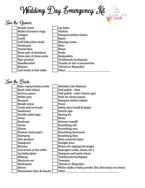 I’m thrilled that there are not just one, but TWO weddings that I will get to help plan this season! {See who’s gettin’ hitched here!} I’ve done my fair share of wedding pla… Emergency Kit List, Bridesmaid Emergency Kit, Wedding Planner List, Wedding Day Emergency Kit, Wedding Planning Checklist Printable, Day Checklist, Wedding Planning List, Wedding Emergency Kit, Diy Wedding Planner