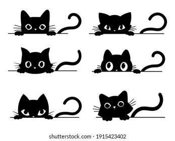 Silhouette Chat, Looking Out Window, Kitty Tattoos, Cat Template, Peeking Cat, Cat Window, Cat Svg, Cat Clipart, Black Cat Art