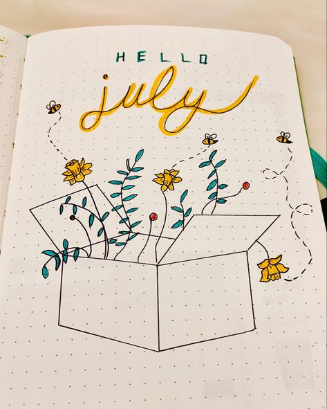 July Bujo, Bujo Spreads, Hello July, Bullet Journal Paper, Dorm Life, Bid Day, Mood Tracker, Journal Paper, Bullet Journaling