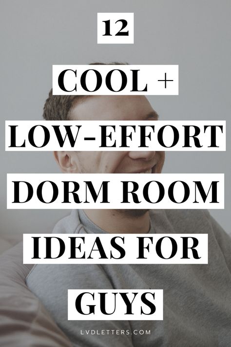 12 cool + low-effort dorm room ideas for guys Male Dorm Decor, Mens College Dorm Room Ideas, Guys Dorm Room Ideas Decor, Men’s Dorm Ideas, Men Dorm Room Ideas, Guy Dorm Room Ideas, Dorm Rooms For Guys, Freshman Dorm Room Ideas, Dorm Room Decor For Guys