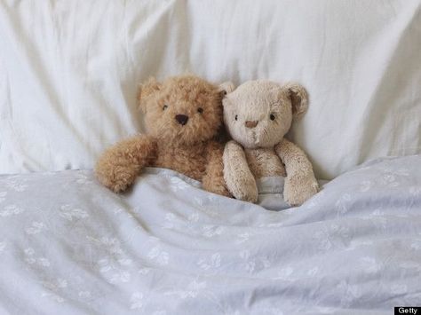 . Teddy Bears, Bears, Greeting Cards, Bed, White