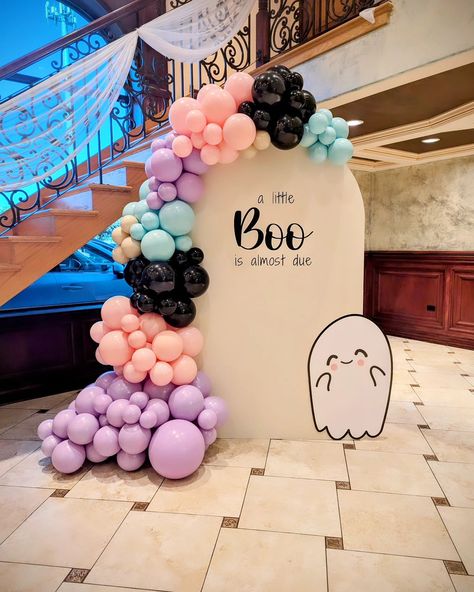 A little Boo is almost due 👻🎃 We love a Halloween themed baby shower 🧡🖤 Congrats to the parents-to-be! . . . #babyshower #halloween #halloweenparty #babydue #babyshowerideas #ghost #backdrop #photobackdrop #partydecorations #smallbusiness #supportsmallbusiness A Little Boo Is Almost Due Balloon Arch, Ghost Backdrop, Little Boo Is Almost Due, Halloween Baby Shower Theme, Gender Party, Baby Due, Balloon Ideas, Shower Themes, Balloon Arch