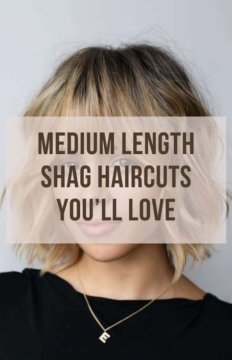 50 Elegant Medium Length Shag Haircuts You'll Love Shoulder Length Shag Haircut Straight Hair, Medium Length Modern Shag, Layered Shag Haircuts For Medium Hair, Medium Short Shag Hairstyles, Shoulder Choppy Haircuts, Medium To Short Shag Haircuts, Shoulder Length Shag Fine Hair, Shag Haircut For Heart Shaped Face, Shag Hairstyles For Over 50