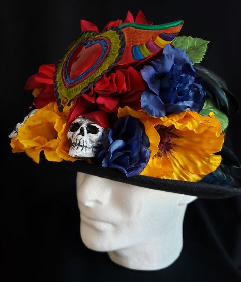 Excited to share the latest addition to my #etsy shop: Sagrado Corazon Day of the Dead Top Hat, Dia de los Muertos Hat, Day of the Dead Costume, Mens Halloween Costume Top Hat, Muertos Top Hat https://etsy.me/3uHCM5y #black #halloween #gothic #rainbow #dayofthedead #di Top Hat Costume, Day Of The Dead Mask, Ky Derby, Orange Satin, Halloween Hats, Skull Painting, Mens Halloween Costumes, Masquerade Ball, Silk Roses