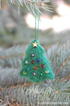 Needle Felted Essential Oil Diffuser Christmas Ornament tutorial!  Learn this easy needle felting project where your kids can help you make special ornaments!  They double as essential oil diffusers - so you can put drops of your favorite Christmas blend and spread the scent of holiday cheer throughout your room!  #essentialoils #essentialoildiffusers #needlefelted #diyornament #easyornament #essentialoilornament #ornaments #diyornaments #christmasessentialoils #essentialoiluses Felting Ornaments Christmas, Felted Wool Christmas Tree Ornaments, Needle Felting Christmas Tree, Needle Felted Ornaments Christmas, Needle Felted Christmas Ornaments, Christmas Needle Felting, Needle Felt Christmas, Diy Essential Oil Diffuser, Cheap Christmas Trees