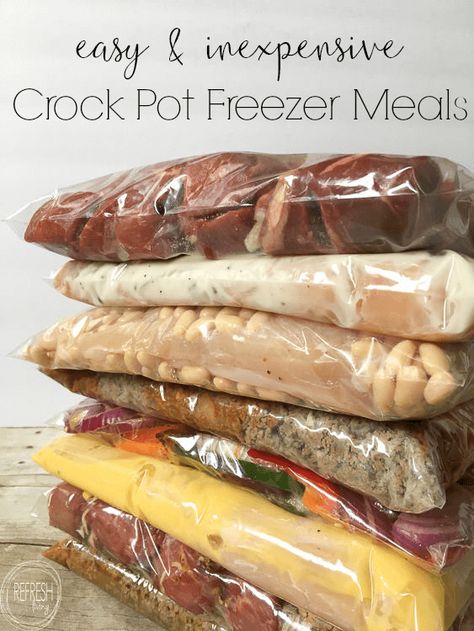 Crockpot Ziplock Meals, Pork Loin Freezer Meal Crock Pot, Ziplock Bag Meal Prep, Crock Pot Freezer Meals, Roast Stew, Chili Beef, Macaroni Noodles, Freezer Dinners, Slow Cooker Freezer Meals