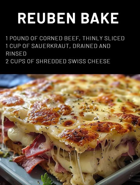 Reuben Bake Rueben Bake, Reuben Bake Recipe, Reuben Bake, Reuben Sandwich Classic, Reuben Casserole, Crescent Bake, Reuben Sandwich, Baked Casserole, Sweet Pickles