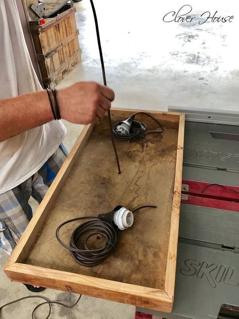 diy barn wood light fixture Orb Light Fixture, Diy Kitchen Lighting, Diy Industrial Lighting, Wood Look Tile Floor, Door Makeover Diy, Wood Light Fixture, Diy Pendant Light, Diy Light Fixtures, Diy Barn