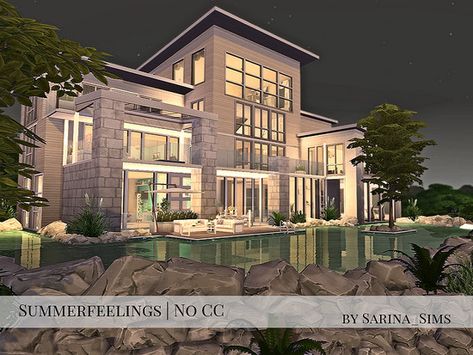 Summerfeelings | No CC Found in TSR Category 'Sims 4 Residential Lots' Sims 4 Houses Download, Sims 4 Family House, Sims 4 Modern House, Lotes The Sims 4, The Sims 4 Lots, Modern Family House, Sims 4 Family, Sims 4 House Plans, Sims 4 House Building