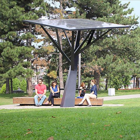 The Strawberry Tree provides free mobile devices charging via a range of already built in connectors.It brings the Internet of Things to outdoor public spaces that people visit daily, improving urban living by making cities smarter and more convenient... Solar Tree, Strawberry Tree, Solar Energy Projects, Solar Energy Diy, Solar Energy Panels, Solar Technology, Urban Furniture, Solar Energy System, Energy Projects