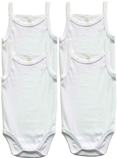 Amazon.com: B-One Kids Baby Girls 100% Cotton Super Soft Camisole Onesies 4-Pack (3-6 Months, White): Clothing, Shoes & Jewelry Adult Footie Pajamas, Spaghetti Strap Bodysuit, Cotton Camisole, White Clothing, White Onesie, Footie Pajama, Under Dress, Kids Boxing, Baby Gear