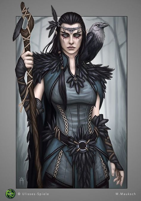 Druid Robes, Female Wizard, Deciduous Forest, Illustration Design Graphique, Elf Druid, Female Elf, A Crow, High Elf, Earth Nature