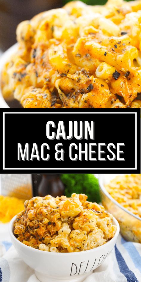 Cajun Mac and Cheese is a flavor packed dish that is sure to please! With its creamy, cheesy base and a hint of spicy cajun seasoning, this dish takes the classic mac and cheese to a whole new level. Cajun Chef Recipes, Spicy Italian Sausage Mac And Cheese, Mac Daddy Mac And Cheese, Good Cajun Recipes, Cheap At Home Meals, Cajun Mac And Cheese With Garlic Butter Steak Bites, New Orleans Mac And Cheese Recipe, Cajun Crab Mac And Cheese, Cajun Macaroni And Cheese