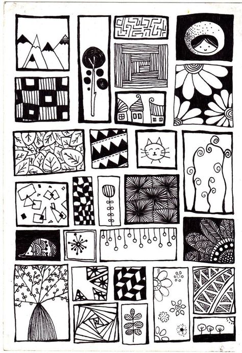 Doodling Ideas Patterns, Doodle Squares, Zantangle Art, Zen Doodle Patterns, Zentangle Artwork, Doodle Art Journals, Zen Doodle Art, Doodle Inspiration, Tangle Art