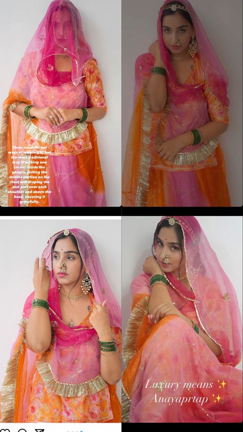 Rajput Poshak Photoshoot, Rajsthani Poshak Poses, Poshak Photoshoot Ideas, Poses In Poshak, Rajasthani Poshak Poses, Rajputi Poshak Poses, Rajputi Dress Photo Pose, Poshak Aesthetic, Saare Aesthetic