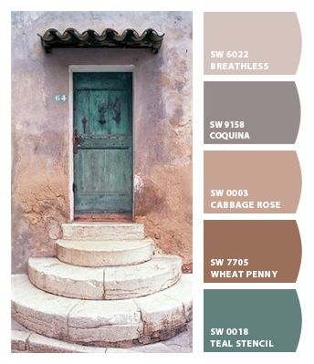 Cabbage Rose Sherwin Williams, Exterior Cottage, Exterior Paint Colours, Indoor Paint Colors, Southwest Colors, Pintura Exterior, Paint Color Schemes, Color Schemes Colour Palettes, Time Stood Still