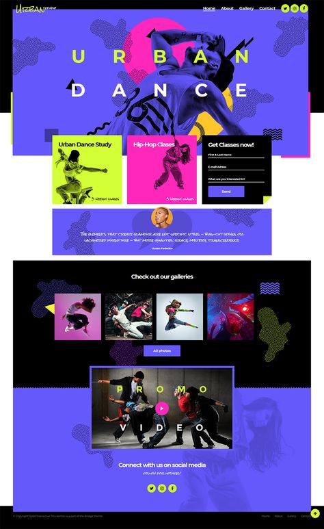 Present your dance troupe in a moving way with Bridge WordPress theme!  #wordpress #theme #design #layout #webdesign #bridge #business #professional #dance #danceschool #dancetroupe #urban #moderndance Dance Studio Design, Modern Portfolio, Dance Project, Theme Wordpress, School Website, Dance School, Wordpress Theme Design, School Dances, Modern Dance