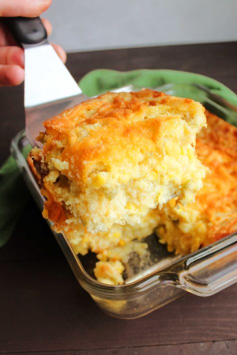 Cheesy Corn Casserole with Green Chiles 5 Green Chili Corn Casserole, Green Chili Corn, Green Chili Cornbread, Green Chile Corn, Green Chile Cornbread, Green Chili Casserole, Sweet Corn Casserole, Cheesy Corn Casserole, Chili Casserole