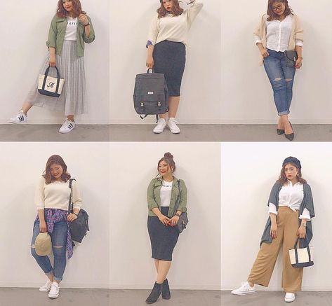 Saia cinza e jaqueta militar: look 4 do planner = passeio Korean Fashion For Plus Size, Ootd Ideas Plus Size, Plus Size Korean Fashion Women's Casual, Mid Size Korean Fashion, Outfit Gemuk, Chubby Outfit Ideas Plus Size, Ootd For Chubby, Ootd Ideas For Chubby, Plus Size Korean Outfits