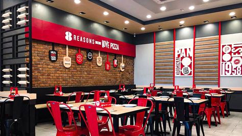 Mini Pizza Restaurant Design, Pizza Interior Design, Pizza Store Design, Pizzeria Design Interior, Pizza Hut Interior, Pizza Place Interior Design, Pizza Restaurant Interior, Pizza Restaurant Design, Pizza Restaurant Design Interior Ideas