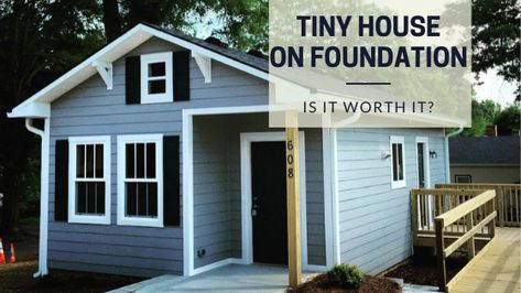 Tiny Home On Foundation, Tiny House On Foundation, 2 Story Tiny House, Timy Houses, Building A Small House, Construction Loans, House Foundation, Cottage Farm, Building A Tiny House