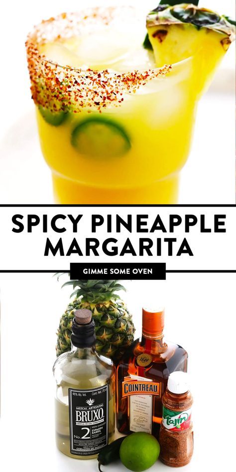 Spicy Pineapple Margarita, Pineapple Margaritas, Pineapple Margarita Recipe, Spicy Margarita Recipe, Bar Tending, Fiesta Recipes, Mezcal Margarita, Spicy Pineapple, Margarita Salt