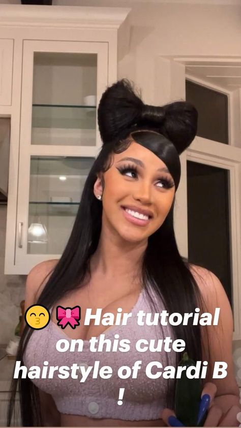 Half Up Half Down With Swoop Black Woman, Valentines Hairstyles Black Women, Artsy Hairstyle, Chopstick Hairstyles, Valentines Day Hairstyles Black Women, Cardi B Hairstyles, Lace Fronts, Black Ponytail Hairstyles, Cute Hairstyle