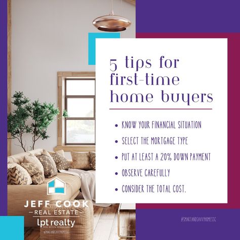 Ready to take the plunge into homeownership? 🏡 Here are 5 tips every first-time buyer should know! Let's make your journey to finding the perfect home a smooth ride. Got questions? Drop them below or slide into my DMs! 😉 #FirstTimeHomeBuyer #SmartandSavvyHomesSC #RealEstateTips Home Buyer Tips, Realtor Marketing, Financial Life Hacks, Mortgage Lenders, First Time Home Buyers, Home Search, Real Estate Tips, Home Ownership, Perfect Home