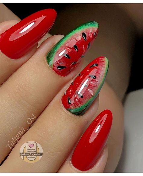 Watermelon Nail Designs, Sprinkle Nails, Watermelon Nail, Watermelon Nail Art, Fruit Nail Designs, Fruit Nail Art, Watermelon Nails, Color Nails, Nail Designs Spring