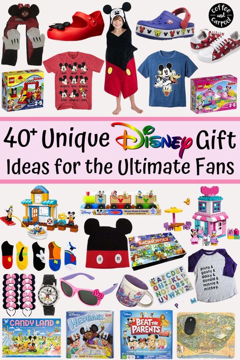 Looking for a perfect gift for Disney lovers? Treat a Disney fan in your life to one of these fun Disney gift ideas. We want to make your shopping easy with this 40+ Unique Disney Gift Ideas for the Ultimate Disneyland Fans. #disney #disneylovers #disneygifts #disneylandgifts #holidaygifts #holidaygiftsforkids #coffeeandcarpool #disneygiftideas #giftguide #giftideas #disneyprincess #mickeymouse #giftforkids #disneyworld Unique Disney Gifts, Disney Gift Ideas, Disney Christmas Gifts, Disneyland Gifts, Gifts For Disney Lovers, Kindness Gifts, Alphabet Gifts, Non Toy Gifts, Lego Lovers