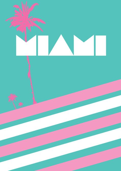 80's Miami Poster by SleazySalad Miami Florida Vacation, Miami Vice Party, Miami Posters, 80s Posters, 80s Poster, Patrick Nagel, Miami Art Deco, 80s Design, New Retro Wave