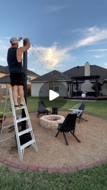 3.5M views · 174K likes | Lucas Shaw on Instagram: "Easy DIY string light planter..ASMR   We got this idea from our good friend @tyson_moore last year and loved how easy and affordable it was to add lights to our outdoor space! 🙌🏼 This year we will be adding to it, so make sure you’re following us to see the full reveal! 🤩  👉 Follow @emyludesigns for more easy DIYs, tips, and tutorials!  . . . . . . . . #outdoor #outdoors #outdoorliving #outdooradventures #outdoorsy #outdoorlife #outdoorfurniture #outdoorfireplace #outdoorspace #outdoorfun #lights #stringlights #howto #emyludesigns #fall #fallstyle #fallvibes #fallseason #planter #planters #homedepot #couplegoals #couple #couplelove #diy #diyhomeprojects #learn #learnoninstagram #outside #outside_project" Diy Yard Lights Backyard Ideas, Hanging Lights In Backyard, Outdoor Patio Lighting Ideas, String Light Planters, Yard String Lights, Backyard Lighting Ideas, Gazebo Lighting, Diy Outdoor Lighting, Diy String Lights